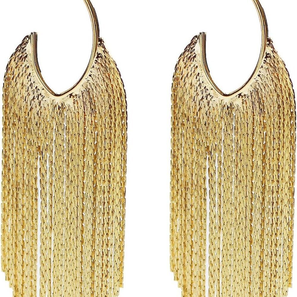 Boho Linear Tassel Drop Dangling Earrings For Women,Long Formal Country Bohemian